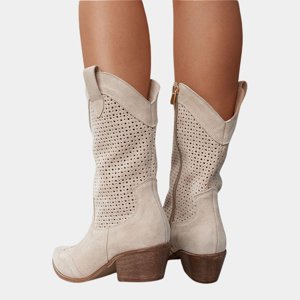 Women's Western Mid-Calf Chunky Heel Cowboy Boots