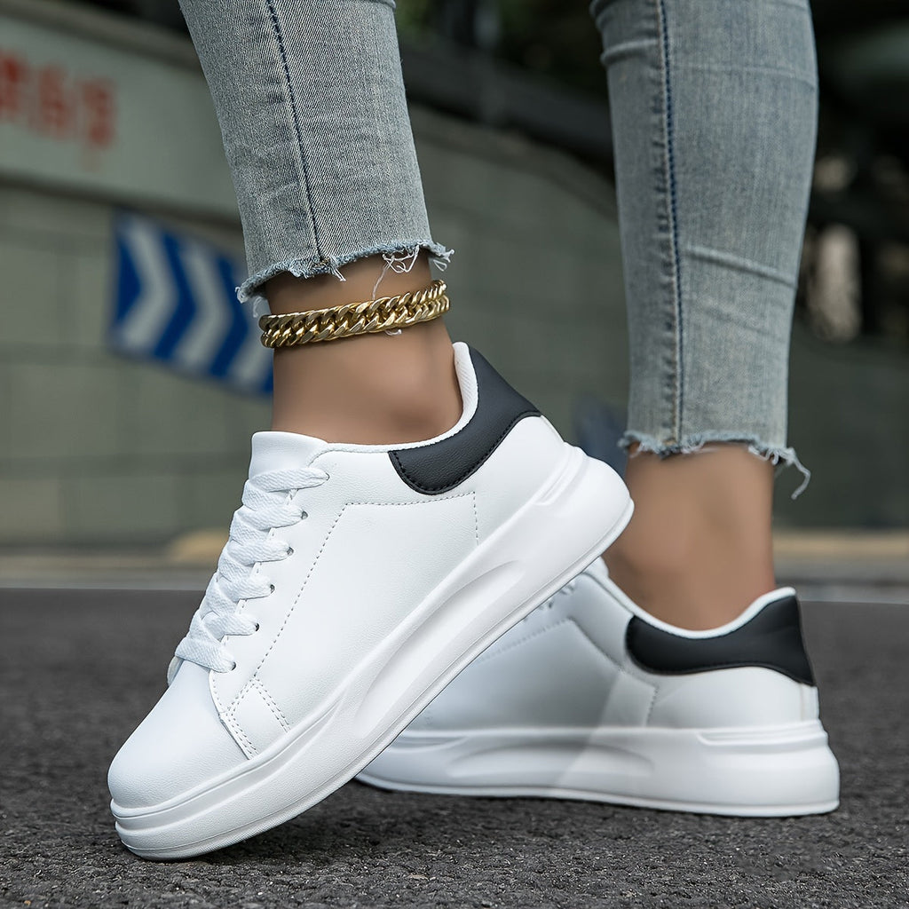 Stylish Women's Sneakers – Clean White Leather Casual Shoes
