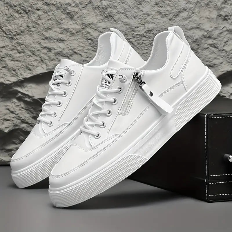 Stylish Leather Men’s Trainers with Side Zip