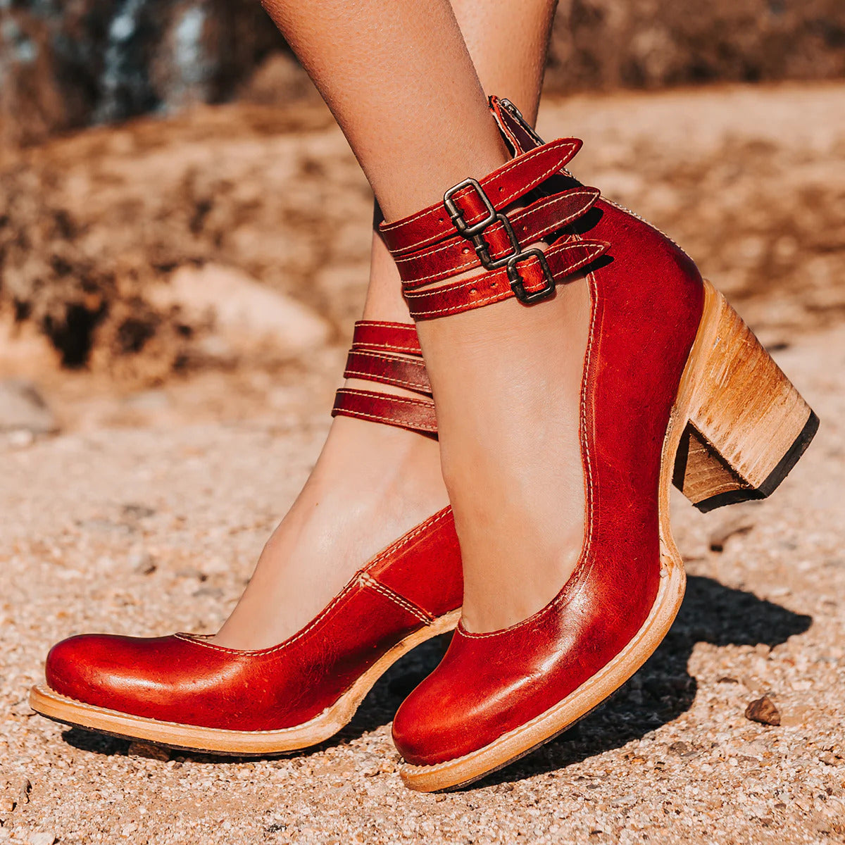 Comfortable Women's Ankle Strap Leather Shoes