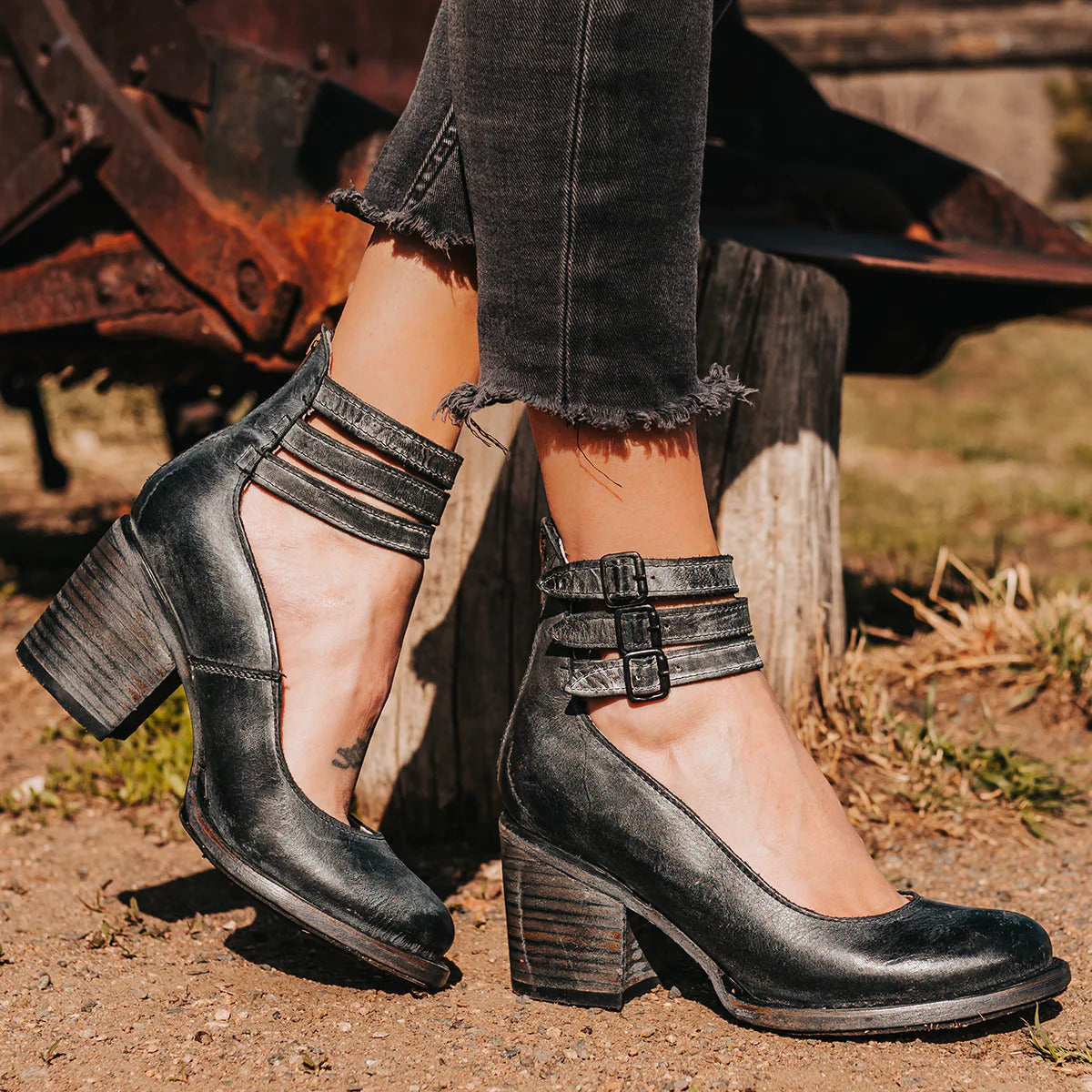 Comfortable Women's Ankle Strap Leather Shoes
