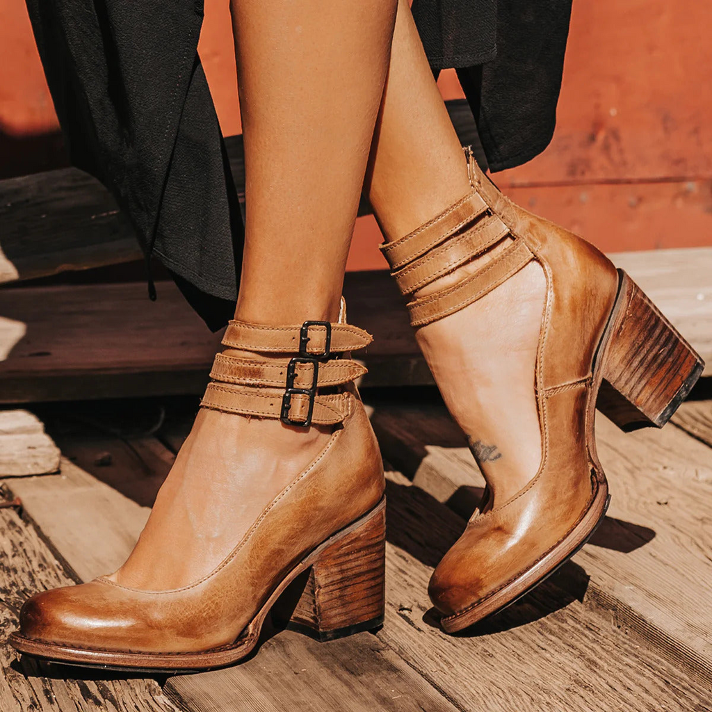 Comfortable Women's Ankle Strap Leather Shoes
