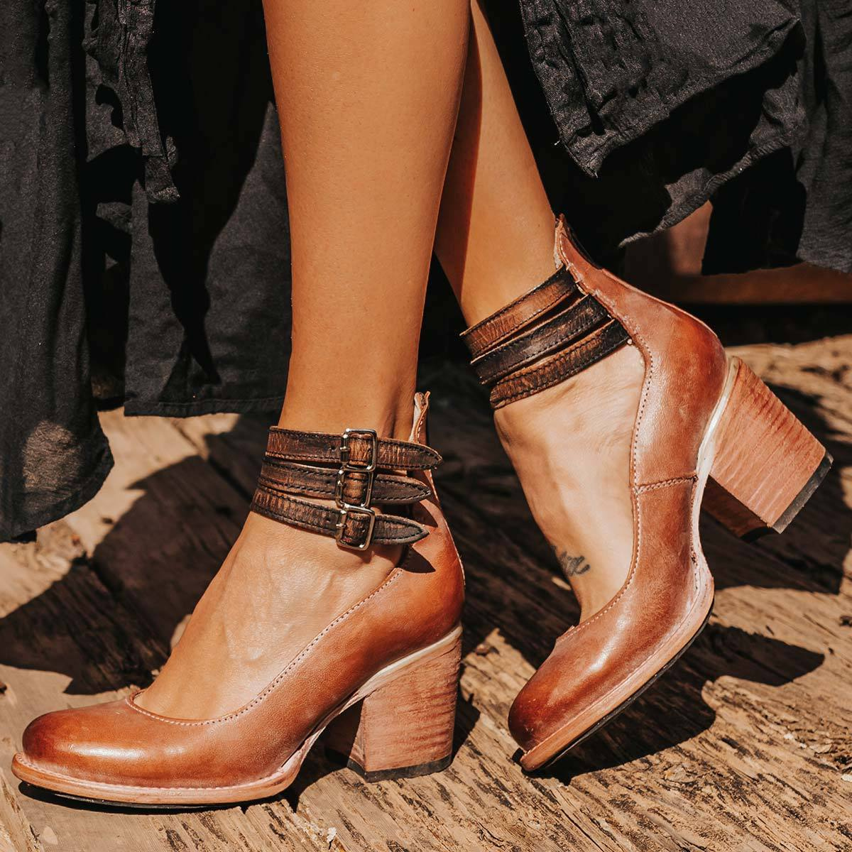 Comfortable Women's Ankle Strap Leather Shoes